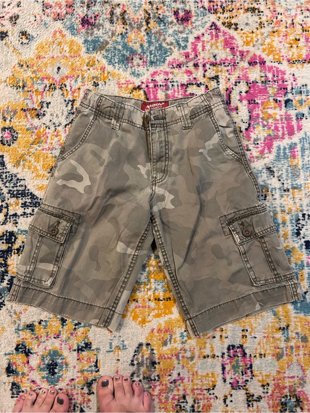 Arizona Jean Company Boys' Gray Green Camo Cargo Shorts